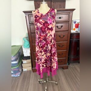 LOGO by Lori Goldstein Floral High Low Dress - Pink and Purple